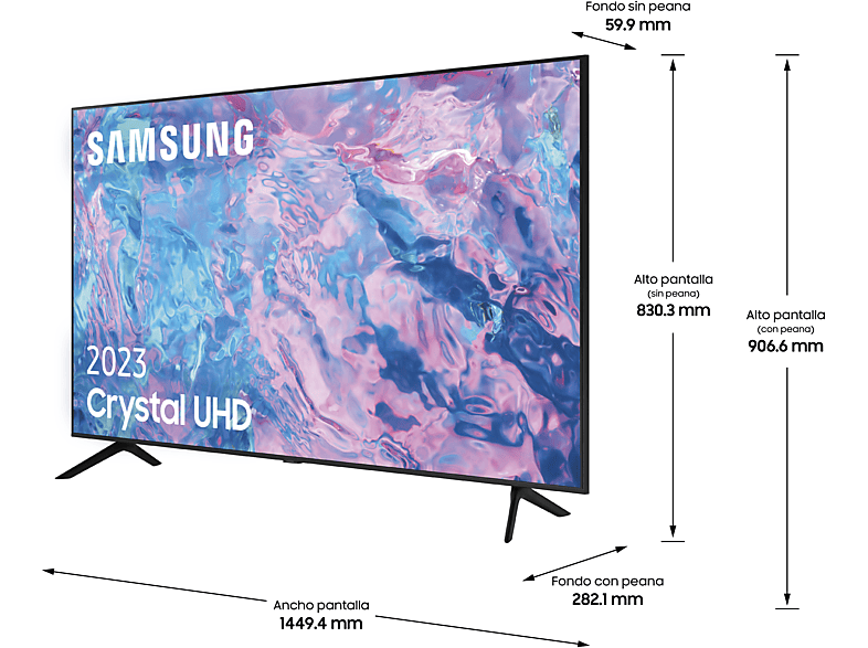 TV LED 65 - Samsung TU65CU7175UXXC, UHD 4K, Smart TV, PurColor, Object Tracking Sound Lite, Adaptive Sound, Motion Xcelerator, Negro