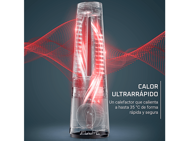 Purificador de aire - Rowenta Eclipse QU5060F, Ventilador y calefactor, 3 en 1, 2000W, 12 Velocidades, 8 m, 31 dB,  Modo día/noche, Silencioso, Blanco