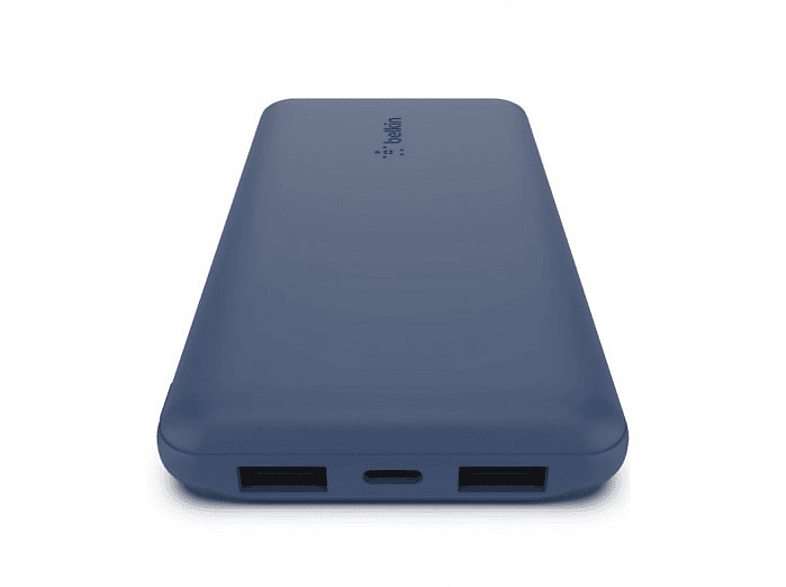 Powerbank - Belkin BPB011BTBL, 10000 mAh, Dos puertos USB-A de 12 W, Un puerto USB-C de 15 W, Azul