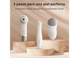 Limpiador facial - Cecotec FaceCare SkinRoutine, Dispositivo antiojeras, Masajeador facial, Kit de diadema y muñequeras, Limpiador facial, White