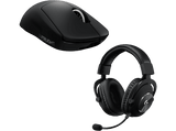 Auriculares gaming - Logitech G Pro X + Ratón gaming Pro X Superlight, Inalámbricos, Micrófono, Reducción de ruido, Hero 25K, Lightspeed, Negro
