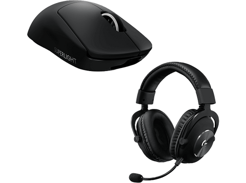 Auriculares gaming - Logitech G Pro X + Ratón gaming Pro X Superlight, Inalámbricos, Micrófono, Reducción de ruido, Hero 25K, Lightspeed, Negro