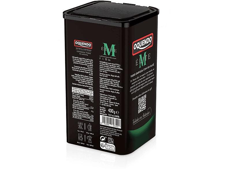Café molido - Oquendo Cofibox Élite Mezcla 400g, 50% Arábica y 50% Robusta + Café molido torrefacto