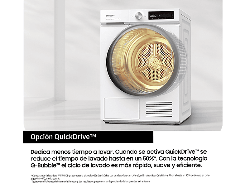 Lavadora carga frontal - Samsung WW11DB8B95GHU3, 11 kg, 1400 rpm, AI EcoBubble™, Función WiFi con SmartThings, Blanco
