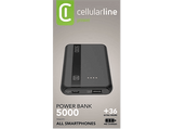 Powerbank - CellularLine PBENTRY5000K, 5000 mAh, USB tipo A a USB tipo C, Negro