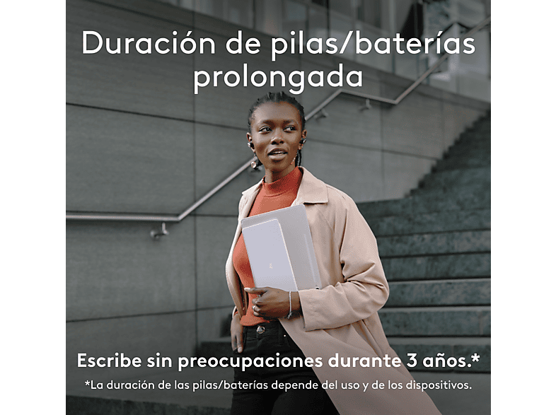 Teclado para tablet - Logitech Keys to Go 2 para iPad, Bluetooth, Accesos directos, Multidispositivo, Smart Actions, iPad, iPhone y Macbook, Blanco