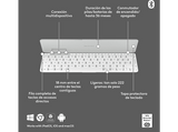Teclado para tablet - Logitech Keys to Go 2 para iPad, Bluetooth, Accesos directos, Multidispositivo, Smart Actions, iPad, iPhone y Macbook, Blanco
