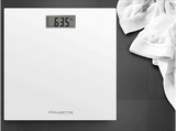 Báscula de baño - Rowenta Premiss BS1401V0, Peso máximo 150 kg, Vidrio Templado, Apagado Automático, Pantalla LCD, Diseño Extraplano, Blanco