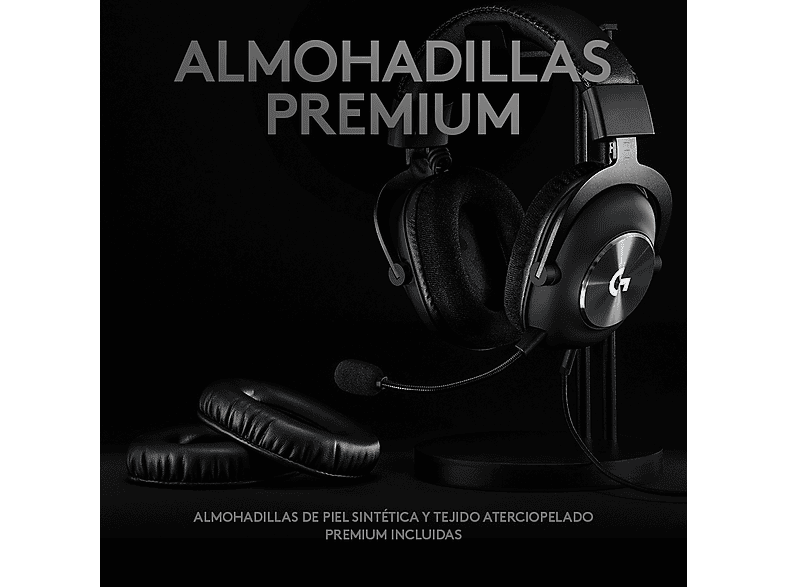 Auriculares gaming - Logitech G PRO X + HS STAND, Con cable, Micrófono BLUE VO!CE, Reducción de ruido, DTS HEADPHONE:X 2.0, Transductores 50 mm, Negro