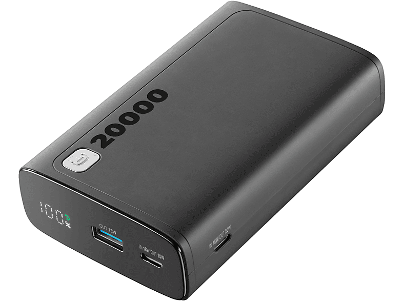 Powerbank - CelularLine PBDISPL01PD20000K, 20000 mAh, Negro