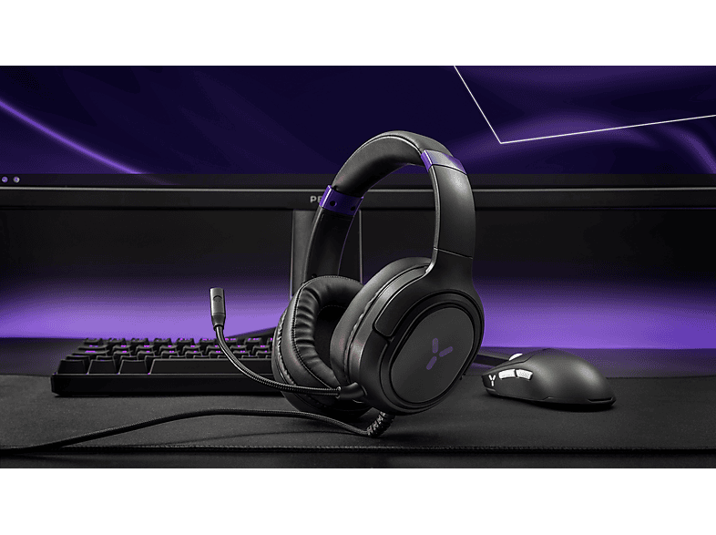 Auriculares gaming - Isy IGH-1100, Supraaurales, Cable, Micrófono Desmontable y Flexible, Negro