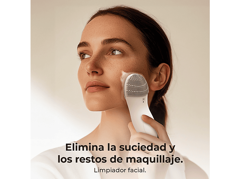 Limpiador facial - Cecotec FaceCare SkinRoutine, Dispositivo antiojeras, Masajeador facial, Kit de diadema y muñequeras, Limpiador facial, White