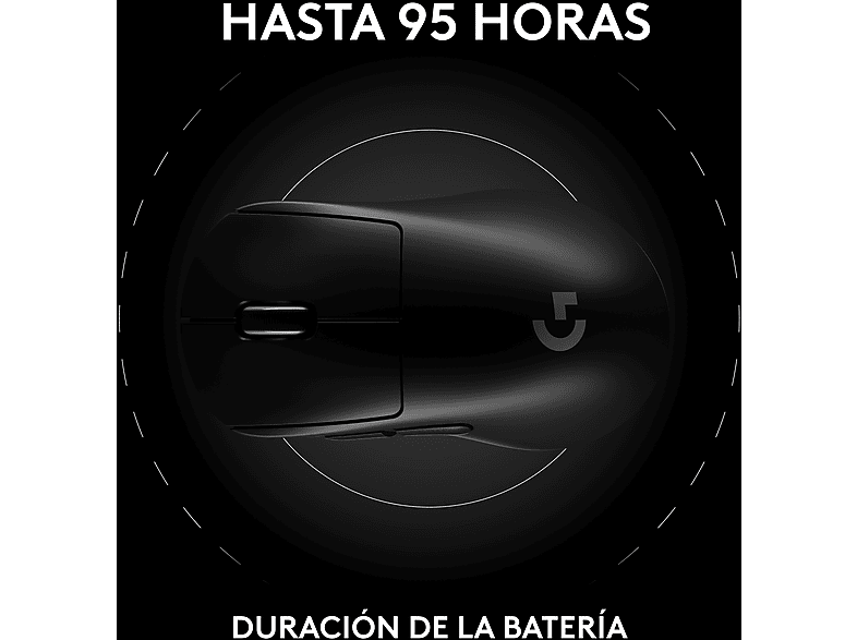 Ratón gaming - Logitech Pro X Superlight 2 DEX, 44.000 ppp, Lightspeed, Interruptores Lightforce, 95h batería, Sensor Hero 2, 60 gramos, Negro