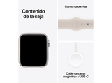 APPLE Watch SE (2023), GPS+CELL, 44 mm, Caja de aluminio blanco estrella, Vidrio delantero Ion-X, Talla M/L, Correa deportiva blanco estrella