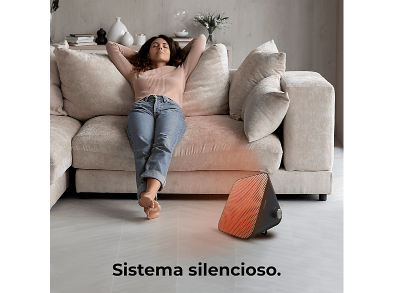 Calefactor - Cecotec ReadyWarm 1500 Max Ceramic Design Black, 1500 W, 3 modos, 15 m², Termostato regulable, Ligero, Black