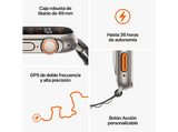 Apple Watch Ultra 2 (2023), GPS + Cellular, 49 mm, Caja de titanio, Gesto doble toque, Correa Ocean Band de color Azul