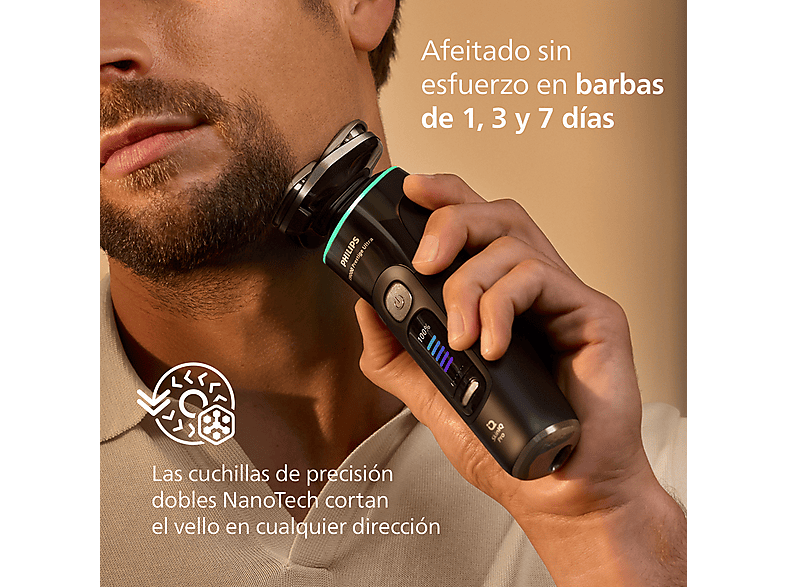 Afeitadora - Philips i9000 Prestige Ultra XP9400/31, Afeitado en seco/mojado con tecnología SkinIQ Pro, Sensor IA de presión y control, App smartphone