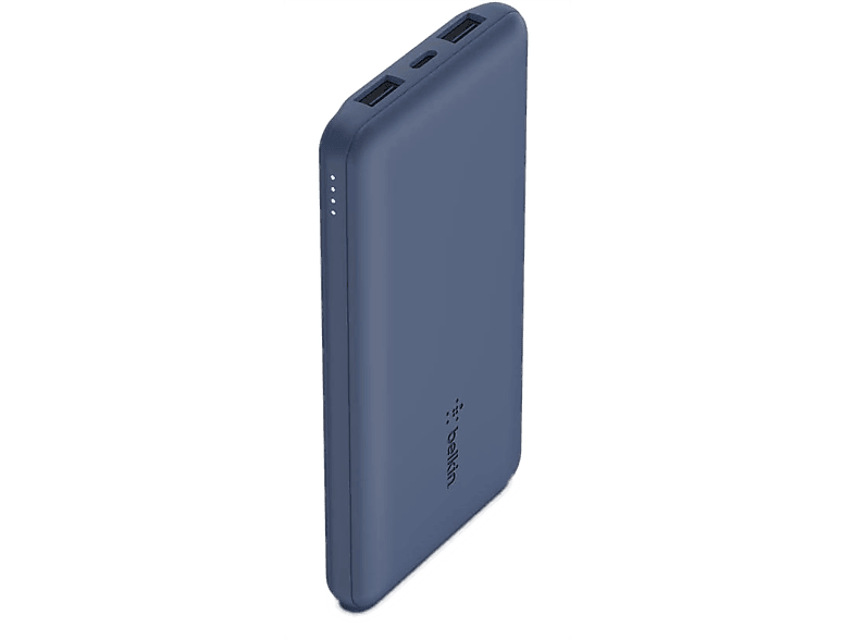 Powerbank - Belkin BPB011BTBL, 10000 mAh, Dos puertos USB-A de 12 W, Un puerto USB-C de 15 W, Azul