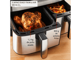 Freidora de aire - Moulinex Dual Fry & Grill EZ905D, Cocinado Dual, 2 Cubetas, 2700W, 8.3 L, 200 °C, Tecnol. Extra-Crisp, Grill, 8 Modos, Táctil, Inox
