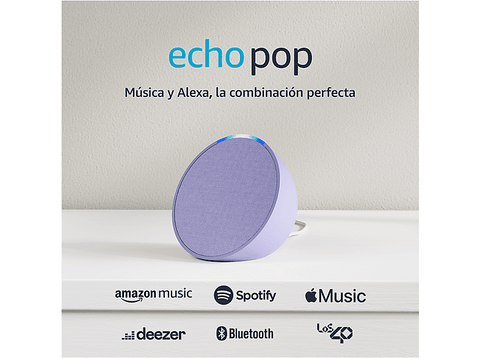 Altavoz inteligente - Amazon Echo Pop, Bluetooth con Alexa de sonido potente y compacto, Lavanda