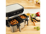 Freidora de aire - Moulinex Dual Fry & Grill EZ905D, Cocinado Dual, 2 Cubetas, 2700W, 8.3 L, 200 °C, Tecnol. Extra-Crisp, Grill, 8 Modos, Táctil, Inox