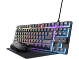 Pack gaming - Trust GXT 794, Ratón inalambrico, Teclado compacto TKL, Retroiluminación, Negro