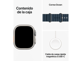 Apple Watch Ultra 2 (2023), GPS + Cellular, 49 mm, Caja de titanio, Gesto doble toque, Correa Ocean Band de color Azul