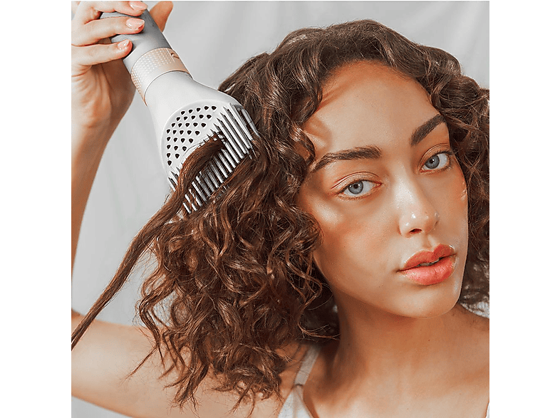 Moldeador - Cecotec Bamba CeramicCare 14in1 AirGlam Champagne, con tecnología Coanda, Cabezales con Revestimiento de Cerámica y Keratina, Champagne