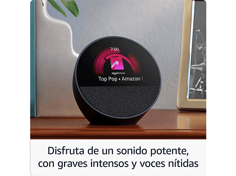 Reloj despertador inteligente - Amazon Echo Spot (modelo 2024), Sonido de calidad y Alexa, Azul