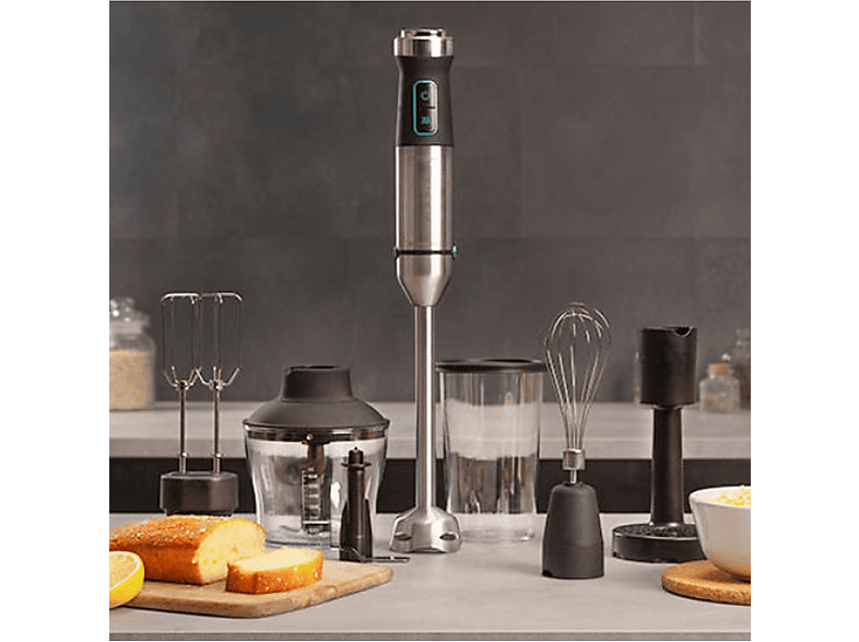 Batidora de mano - Cecotec Power TitanBlack 1500 XL PerfectCream&Crush, 1500 W, 0.8 l, Función Turbo, Plata