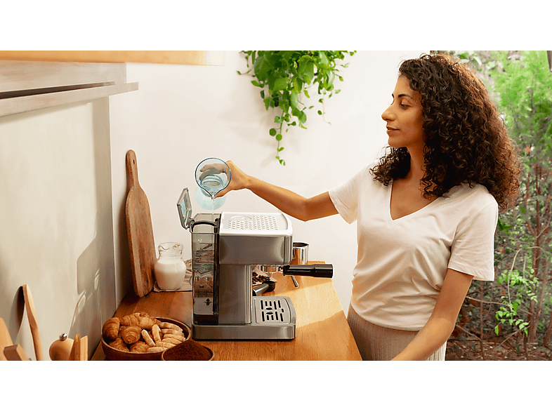 Cafetera express - Cecotec Power Espresso 20 Barista Compact, 20 bar, 1465 W, 1.8 l, 2 tazas, Pantalla digital, Compacta, Silver