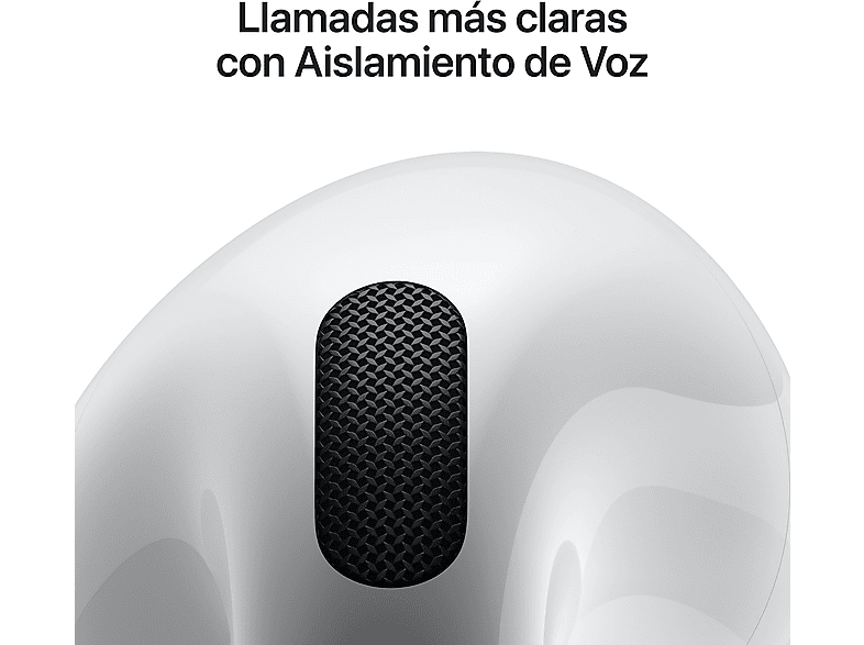 Apple AirPods 4 (2024 4ª gen), Inalámbricos, Bluetooth®, Estuche de carga inalámbrico, Chip H2, Siri, USB-C, Blanco