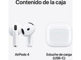 Apple AirPods 4 (2024 4ª gen), Inalámbricos, Bluetooth®, Estuche de carga inalámbrico, Chip H2, Siri, USB-C, Blanco