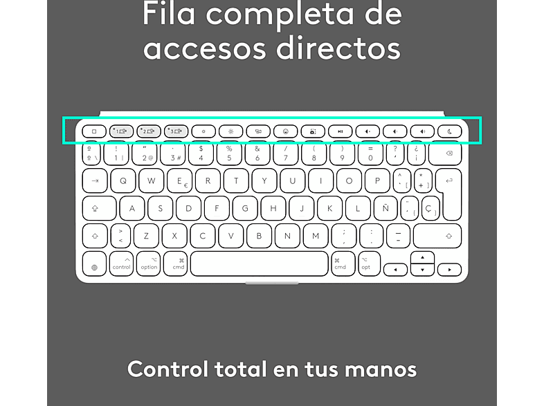 Teclado para tablet - Logitech Keys to Go 2 para iPad, Bluetooth, Accesos directos, Multidispositivo, Smart Actions, iPad, iPhone y Macbook, Blanco