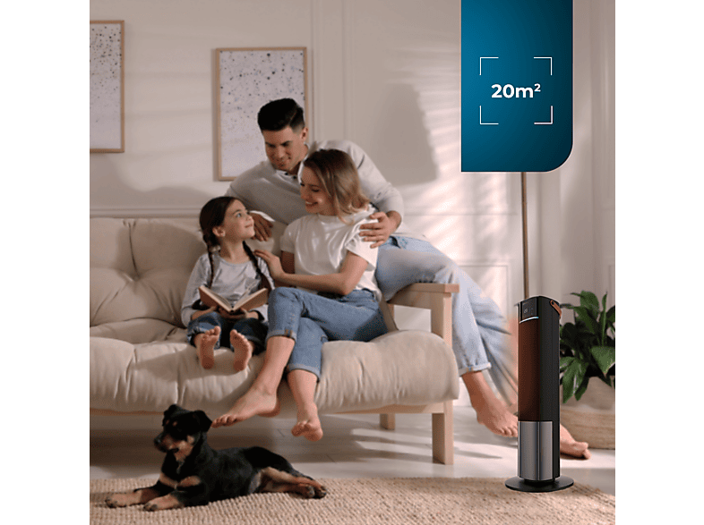Calefactor - Cecotec ReadyWarm 2070 Max Ceramic Rotate Smart, 2000 W, 3 modos, 20 m², Oscilante, Termostato, Temporizador, Mando a distancia, Black