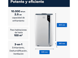 Aire acondicionado portátil - De'Longhi Pingüino PAC EX 105A+++, 2500 fg/h, 3 Velocidades, 100 m³, 63 dB(A), EcoRealFeel, Blanco