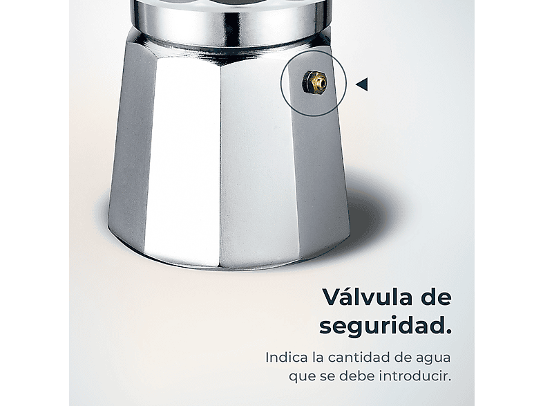 Cafetera tradicional - Cecotec Mokclassic 300 Shiny, 3 tazas, 150 ml, Aluminio fundido, Shiny