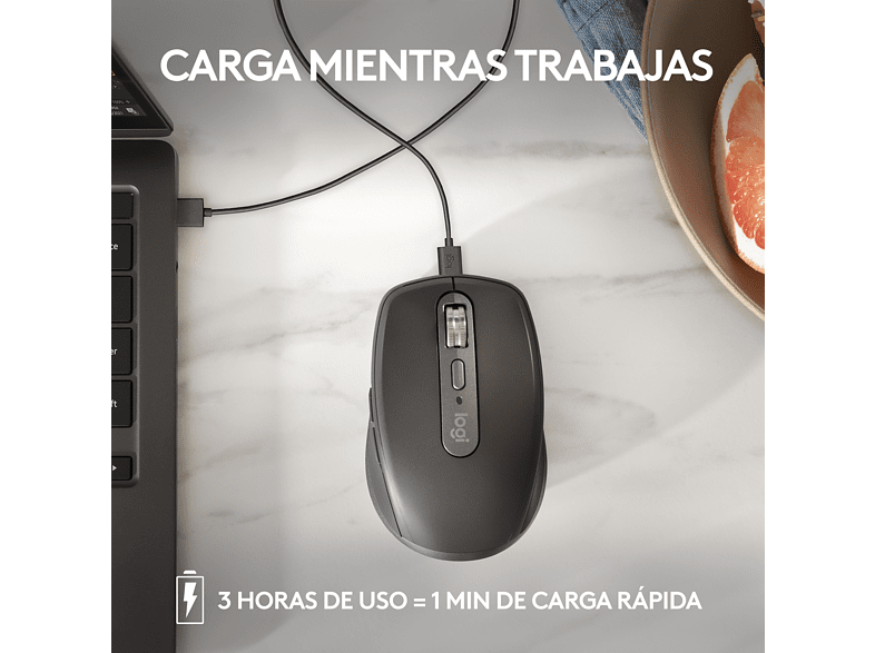 Ratón inalámbrico - Logitech MX Anywhere 3S, Inalámbrico, Bluetooth, 8000 ppp, Multiplataforma, Botones programables, Blanco