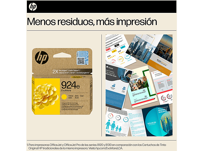 Cartucho de Tinta Original HP EvoMore 924e amarilla