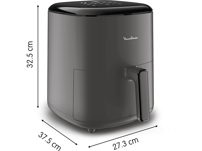Freidora de aire - Moulinex Easy Fry Max 5L EZ245H,1500 W, 200 °C, 10 Programas, Tecnología Extra-Crisp, Temporizador, Panel Táctil LCD, Gris