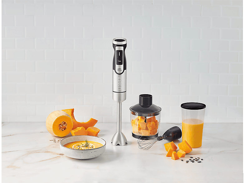 Batidora de mano - Ufesa Jupiter 1500 Max, 1500 W, Velocidad variable, 4 cuchillas, Inox
