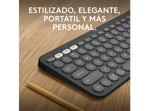 Teclado inalámbrico - Logitech K380S, Bluetooth-USB, Multidispositivo, Multisistema, Teclas programables, Teclas de accesos directos, Negro