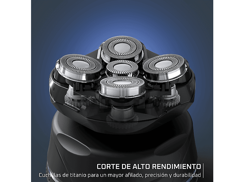 Afeitadora  Rowenta Barber Experience, Afeitadora de cabeza, 5 cabezales, Autonomía 80 min, Wet & Dry, Ergonómico, Cuchillas flexibles, Neceser, Negro