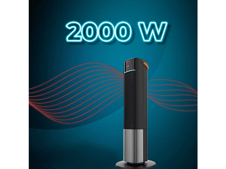 Calefactor - Cecotec ReadyWarm 2070 Max Ceramic Rotate Smart, 2000 W, 3 modos, 20 m², Oscilante, Termostato, Temporizador, Mando a distancia, Black