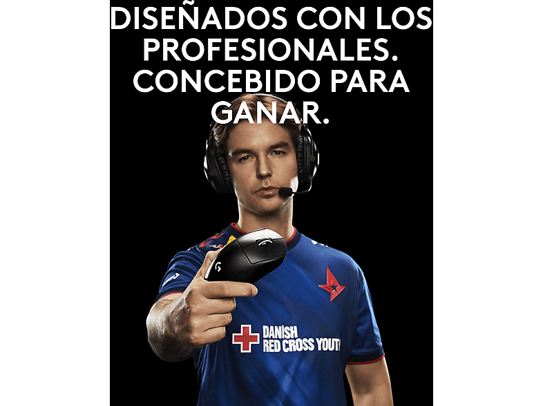 Ratón gaming - Logitech Pro X Superlight 2 DEX, 44.000 ppp, Lightspeed, Interruptores Lightforce, 95h batería, Sensor Hero 2, 60 gramos, Negro