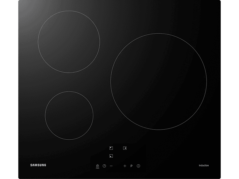 Placa inducción - Samsung NZ63M3NM1BB/UR,  3 zonas, 28cm, Power Boost, 59cm, Negro