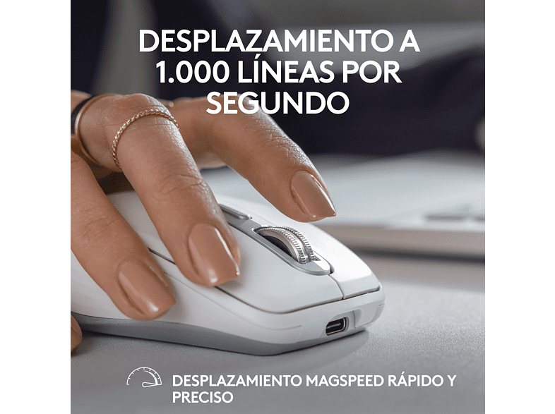 Ratón inalámbrico - Logitech MX Anywhere 3S, Inalámbrico, Bluetooth, 8000 ppp, Multiplataforma, Botones programables, Blanco