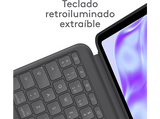 Funda con teclado - Logitech Combo Touch iPad Pro 13 inch, Retroiluminación, Accesos directos, Teclado extraíble, 4 modos de uso, Trackpad, Negro