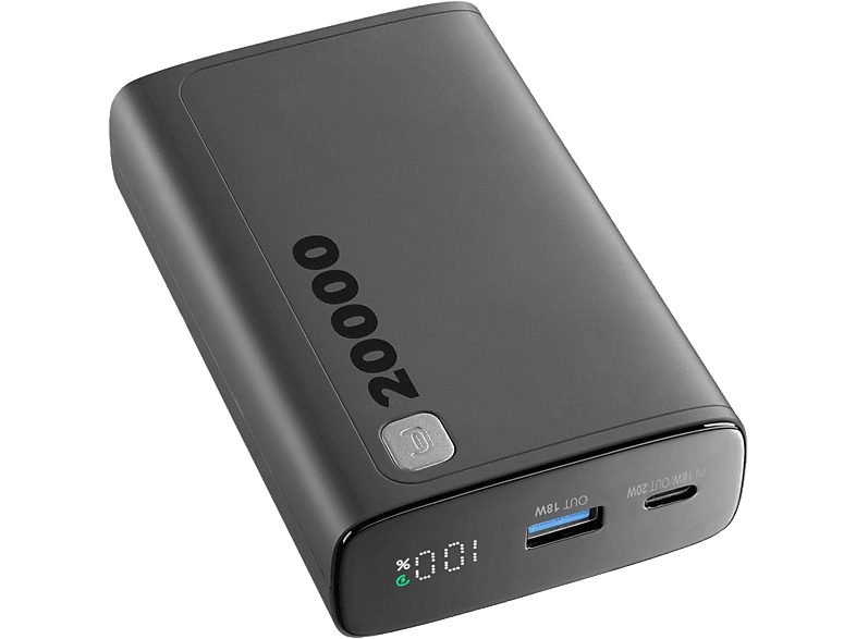 Powerbank - CelularLine PBDISPL01PD20000K, 20000 mAh, Negro