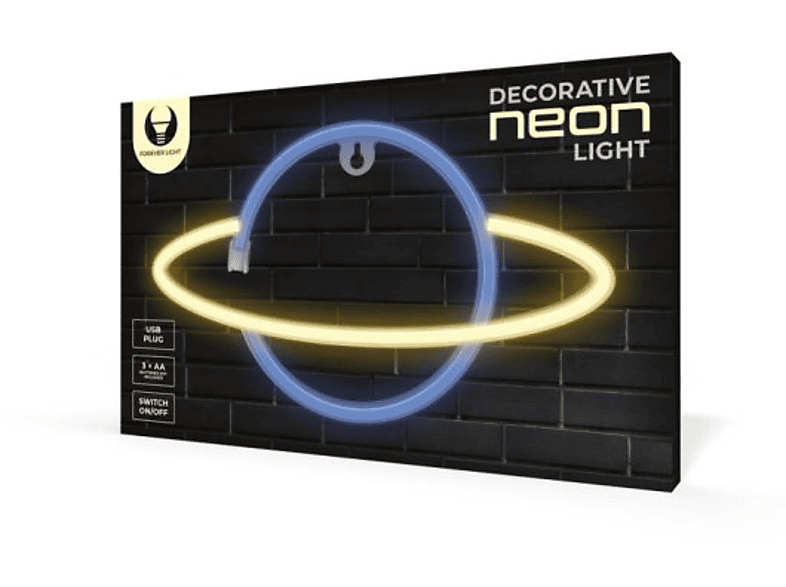 Luces LED - Forever RTV100228, Neón, BAT+USB, Saturn, Yellow, Blue